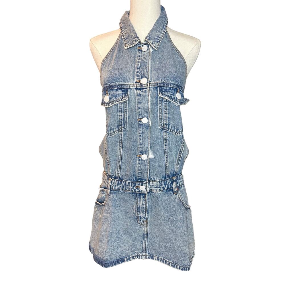NWT Signature 8 Halter Style Jean Dress - Women's Large